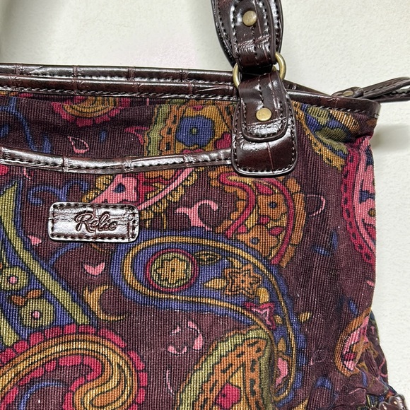Relic Purple Paisley Corduroy & Vegan Leather Tote Bag - Picture 3 of 12